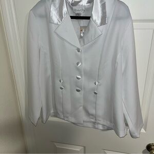 Elegant White Satin Blazer Pride & Joy new nwt 18 petite bride bridal wedding